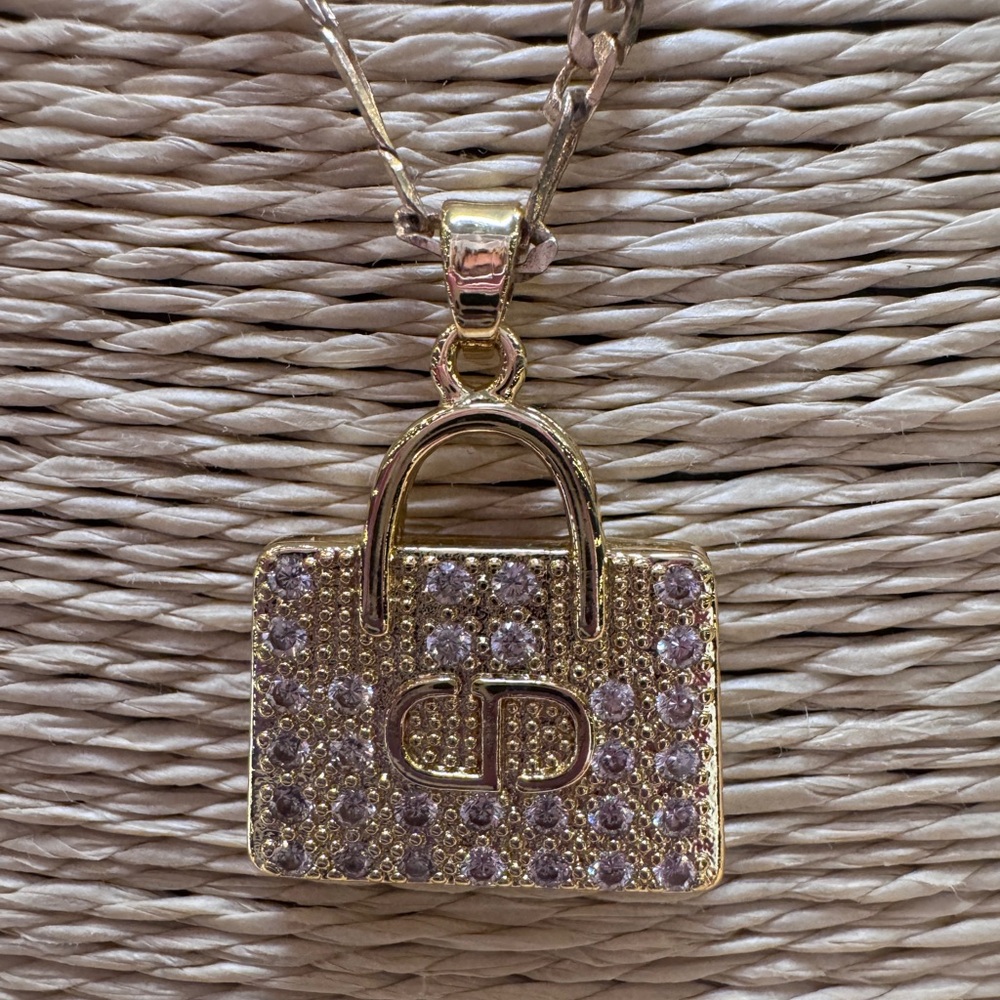 Glamorous Upcycled Gold Tone Pendant Necklace